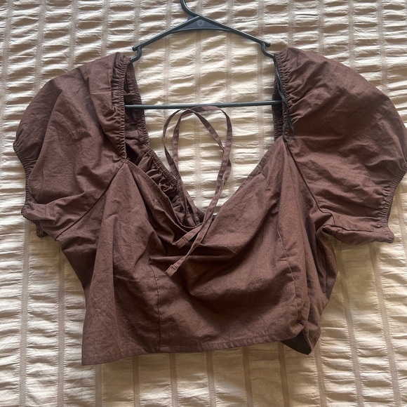 H&M DIVIDED Size-XL Chocolate Brown Crop Top - Picture 2 of 2